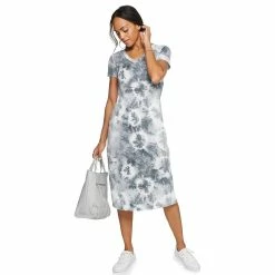 Petite Sonoma Goods For Life® Knit T-Shirt Midi Dress 9 Petite Sonoma Goods For Life® Knit T-Shirt Midi Dress -Cuddl Duds SHOP 5237287 Gray Dye