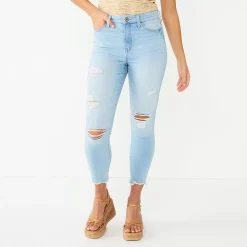 Juniors' SO® Cropped Jeggings -Cuddl Duds SHOP 5237870 Light Destructed