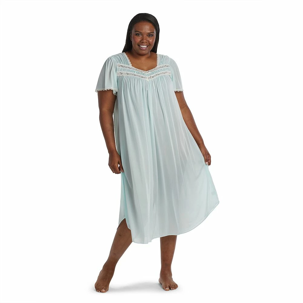 Plus Size Miss Elaine Essentials Silk Essence Tricot Short Sleeve Long Nightgown 1 Plus Size Miss Elaine Essentials Silk Essence Tricot Short Sleeve Long Nightgown