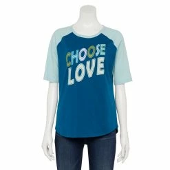 Women's Sonoma Goods For Life® Elbow Sleeve Baseball Graphic Tee 13 Women's Sonoma Goods For Life® Elbow Sleeve Baseball Graphic Tee -Cuddl Duds SHOP 5242399 Teal Choose Love