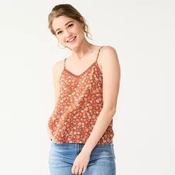 Juniors' SO® Lace Trim Cami -Cuddl Duds SHOP 5245597 Brown Flower