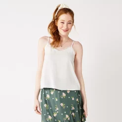 Juniors' SO® Lace Trim Cami -Cuddl Duds SHOP 5245597 Coconut White