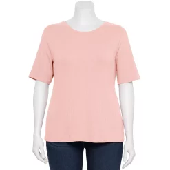 Alternative view of Plus Size Nine West Essential Fitted Elbow-Sleeve Tee