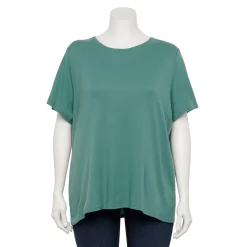Plus Size Croft & Barrow® Essential Crewneck Tee -Cuddl Duds SHOP 5252564 Sagebrush Green