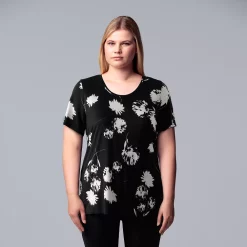 Plus Size Simply Vera Vera Wang Scoopneck Print Tee -Cuddl Duds SHOP 5256625 Modern Floral