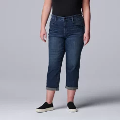 Alternative view of Plus Size Simply Vera Vera Wang Relaxed Boyfriend Crop Jeans