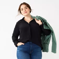 Alternative view of Plus Size Nine West Drapey Button Down Shirt