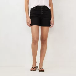 Women's LC Lauren Conrad Cuffed High-Waist Jean Shorts 7 Women's LC Lauren Conrad Cuffed High-Waist Jean Shorts -Cuddl Duds SHOP 5264312 Black