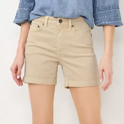 Women's LC Lauren Conrad Cuffed High-Waist Jean Shorts 8 Women's LC Lauren Conrad Cuffed High-Waist Jean Shorts -Cuddl Duds SHOP 5264312 Desert Canope