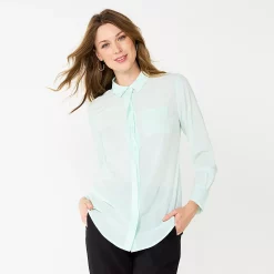 Women's Nine West Drapey Button Down Shirt -Cuddl Duds SHOP 5271741 Spring Breeze
