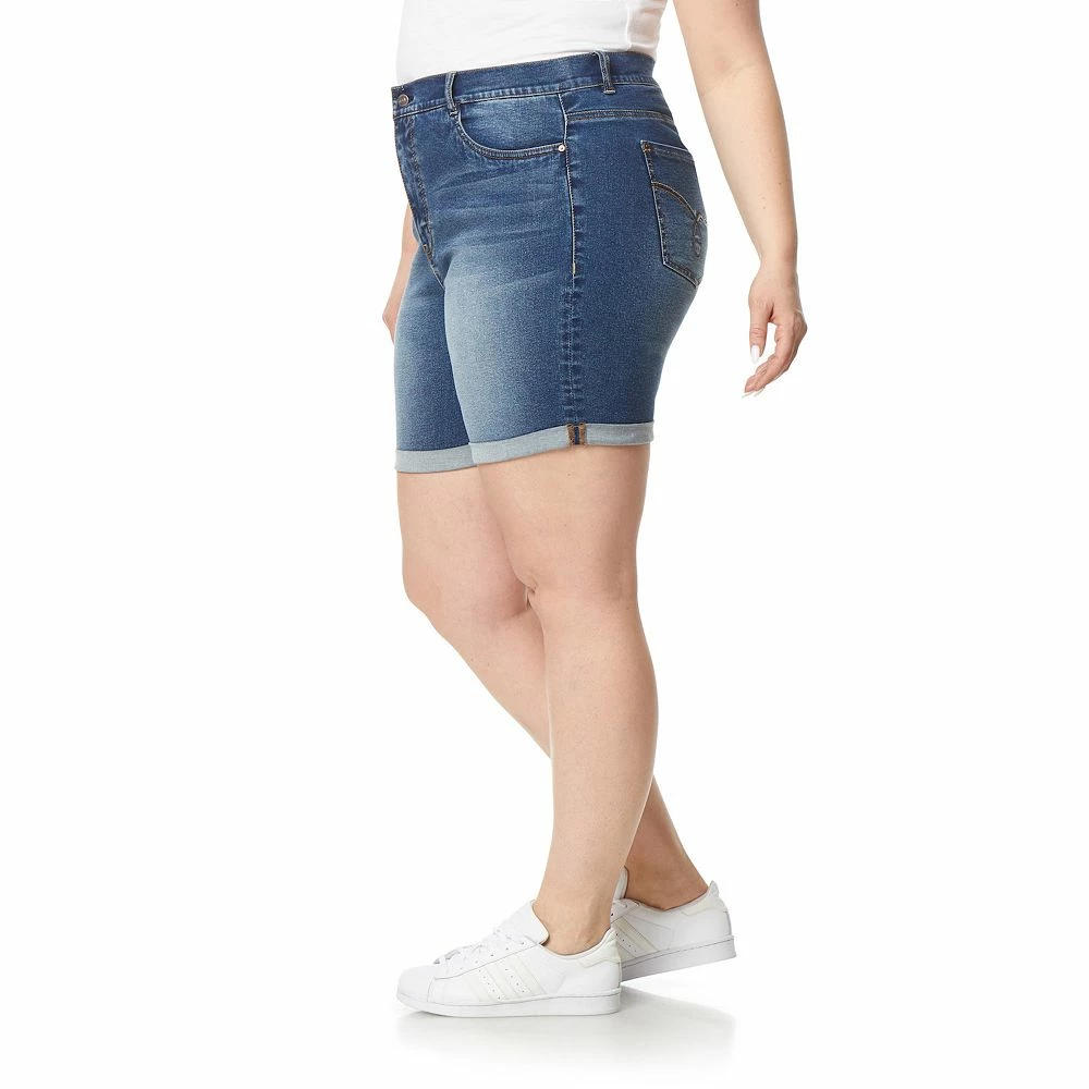 Juniors' Plus Size WallFlower Irresistible High-Rise Exposed Button Midi Shorts 4 Juniors' Plus Size WallFlower Irresistible High-Rise Exposed Button Midi Shorts - Image 4