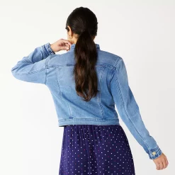 Women's DRAPER JAMES RSVP™ Ruffle Trim Denim Jacket -Cuddl Duds SHOP 5286665 ALT