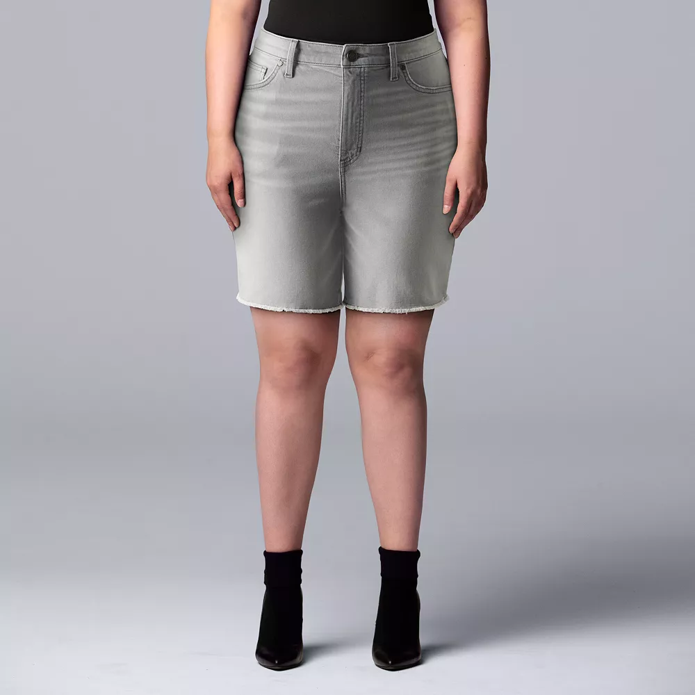 Plus Size Simply Vera Vera Wang High-Waisted 7" Denim Shorts 2 Plus Size Simply Vera Vera Wang High-Waisted 7" Denim Shorts - Image 2