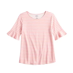 Women's Croft & Barrow® Print Ruffle Sleeve Tee -Cuddl Duds SHOP 5287731 ALT5