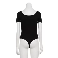 Women's Nine West Rib Short Sleeve Squareneck Bodysuit -Cuddl Duds SHOP 5290693 ALT2