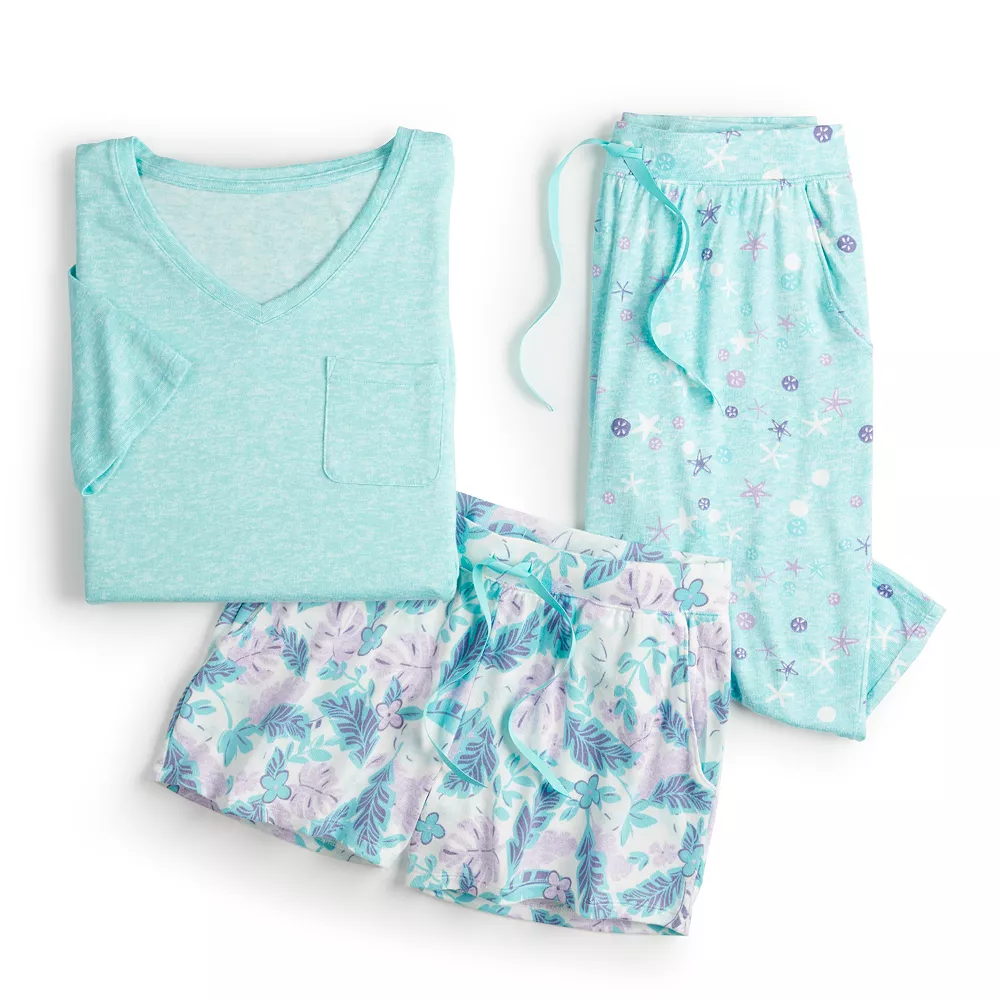 Women's Croft & Barrow® 3-Piece Pajama Top, Pajama Shorts & Pajama Skimmers Sleep Set 9 Women's Croft & Barrow® 3-Piece Pajama Top, Pajama Shorts & Pajama Skimmers Sleep Set - Image 9
