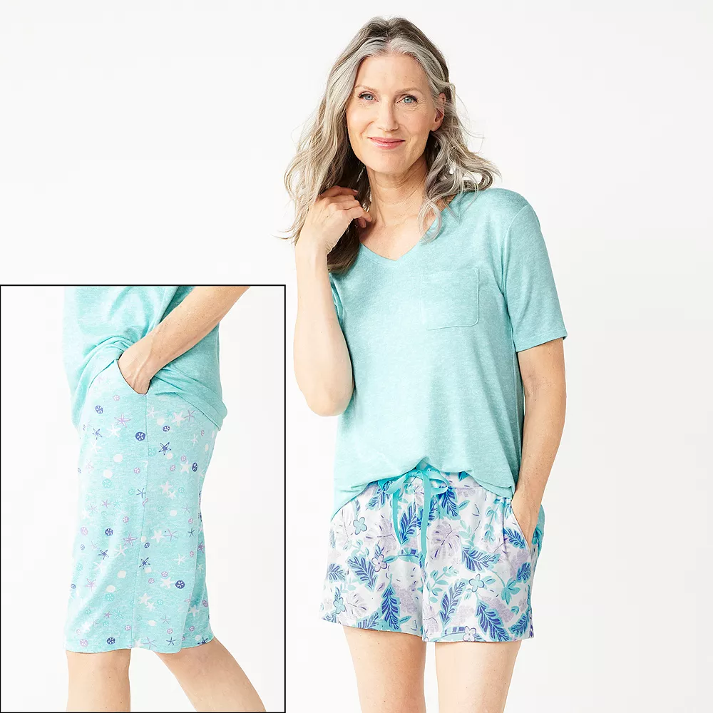 Women's Croft & Barrow® 3-Piece Pajama Top, Pajama Shorts & Pajama Skimmers Sleep Set 4 Women's Croft & Barrow® 3-Piece Pajama Top, Pajama Shorts & Pajama Skimmers Sleep Set - Image 4