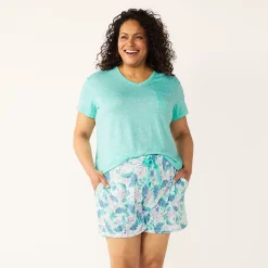 Plus Size Croft & Barrow® 3-Piece Pajama Top, Pajama Shorts & Pajama Skimmers Sleep Set -Cuddl Duds SHOP 5317544 ALT2
