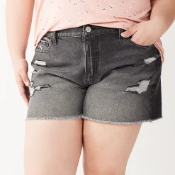 Juniors' Plus Size SO® High Rise Mom Shorts