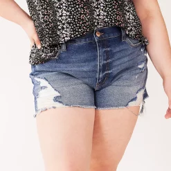 Alternative view of Juniors' Plus Size SO® High Rise Mom Shorts