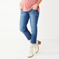 Maternity Sonoma Goods For Life® Over-the-Belly Girlfriend Crop Jeans 8 Maternity Sonoma Goods For Life® Over-the-Belly Girlfriend Crop Jeans -Cuddl Duds SHOP 5355750 Dark Wash
