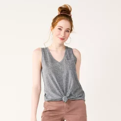 Juniors' SO® V-Neck Pocket Tank Top -Cuddl Duds SHOP 5361606 Forged Iron