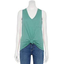 Juniors' SO® V-Neck Pocket Tank Top -Cuddl Duds SHOP 5361606 Island Teal