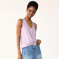 Juniors' SO® V-Neck Pocket Tank Top -Cuddl Duds SHOP 5361606 Lilac Jade