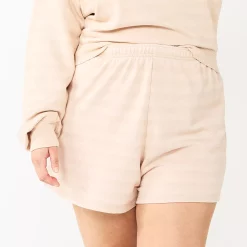 Juniors' Plus Size SO® Core Boyfriend Shorts -Cuddl Duds SHOP 5466845 Sandstone Stripe