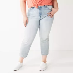 Alternative view of Juniors' Plus Size SO® High-Waisted Ankle Straight Jeans