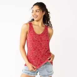 Juniors' SO® Relaxed Scoopneck Tank Top -Cuddl Duds SHOP 5473988 Red Floral