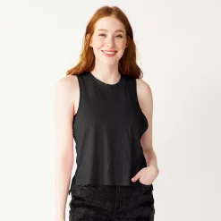 Juniors' SO® Muscle Tank -Cuddl Duds SHOP 5474332 Black Luxe