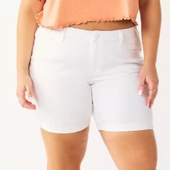 Juniors' Plus Size SO® Low Rise Bermuda Shorts -Cuddl Duds SHOP 5474917 White