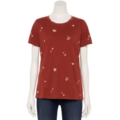 Women's Sonoma Goods For Life® Crewneck Tee 21 Women's Sonoma Goods For Life® Crewneck Tee -Cuddl Duds SHOP 5484998 Rust Burgandy Floral