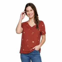 Women's Sonoma Goods For Life® Everyday V-Neck Tee 18 Women's Sonoma Goods For Life® Everyday V-Neck Tee -Cuddl Duds SHOP 5485729 Burgandy Rust Floral