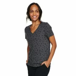 Women's Sonoma Goods For Life® Everyday V-Neck Tee 19 Women's Sonoma Goods For Life® Everyday V-Neck Tee -Cuddl Duds SHOP 5485729 Dark Gray Mini Floral