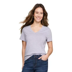 Women's Sonoma Goods For Life® Everyday V-Neck Tee 14 Women's Sonoma Goods For Life® Everyday V-Neck Tee -Cuddl Duds SHOP 5485729 Light Purple Stripe