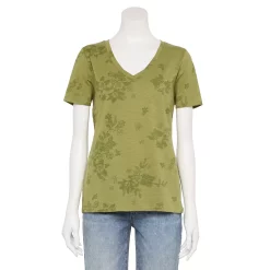 Women's Sonoma Goods For Life® Everyday V-Neck Tee 13 Women's Sonoma Goods For Life® Everyday V-Neck Tee -Cuddl Duds SHOP 5485729 Olive Floral
