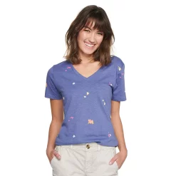 Women's Sonoma Goods For Life® Everyday V-Neck Tee 16 Women's Sonoma Goods For Life® Everyday V-Neck Tee -Cuddl Duds SHOP 5485729 Purple Spaced Floral