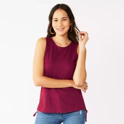Women's Nine West Ruched Side Tank -Cuddl Duds SHOP 5493872 Vintage Red
