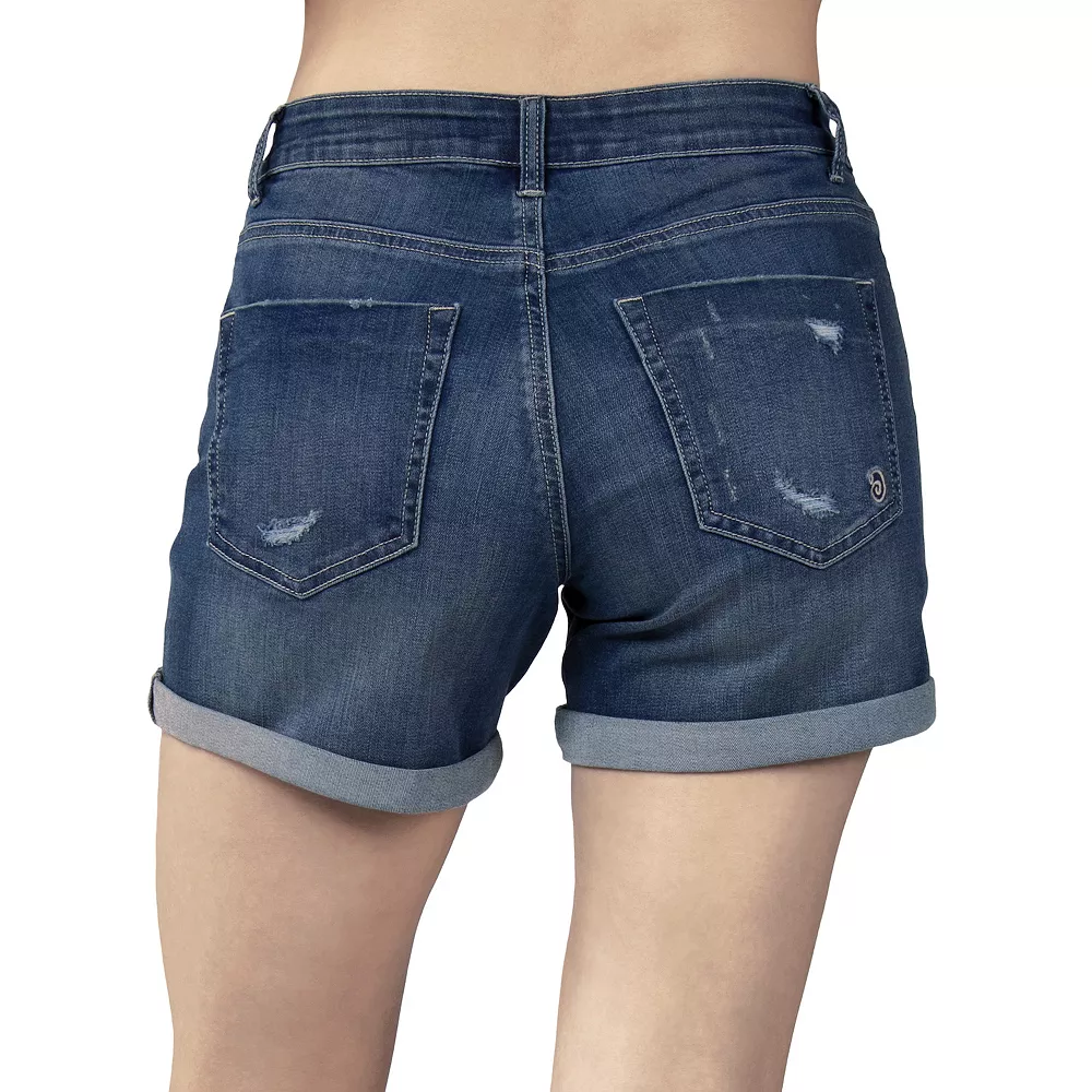 Juniors' Indigo Rein Mid-Rise Midi Jean Shorts 4 Juniors' Indigo Rein Mid-Rise Midi Jean Shorts - Image 4