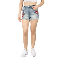 Alternative view of Juniors' Indigo Rein Super High-Rise Jean Shorts