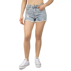 Juniors' Indigo Rein Super High-Rise Jean Shorts