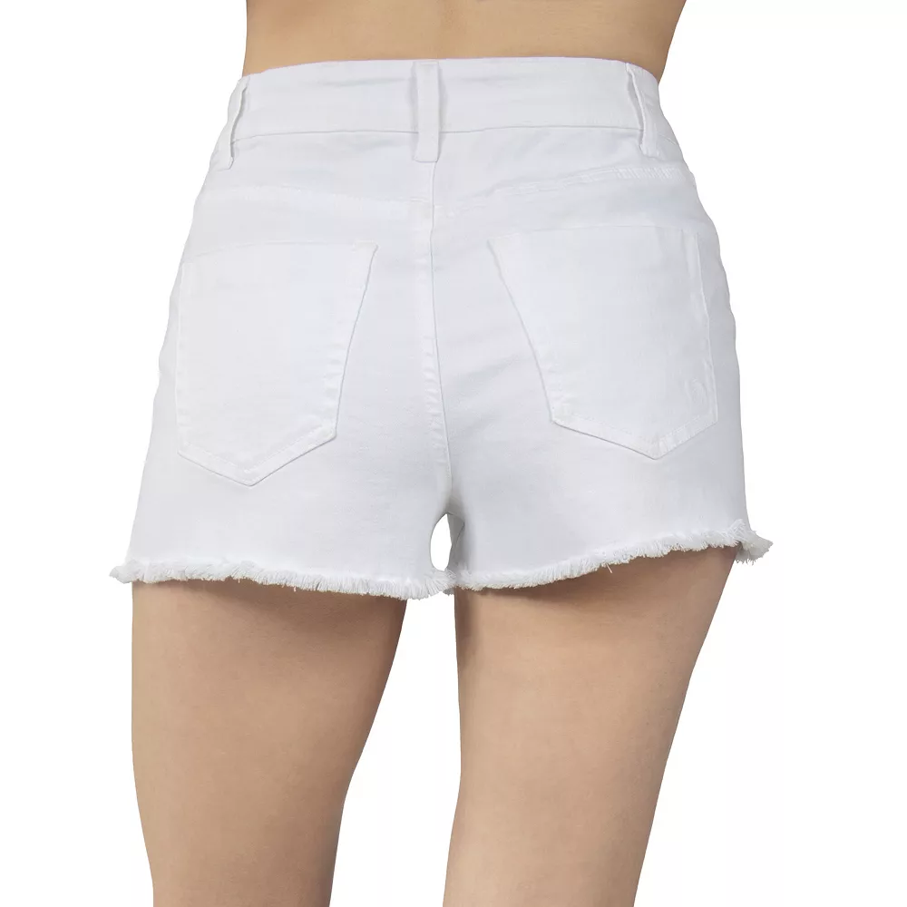 Juniors' Indigo Rein Super High-Rise Button Shorts 3 Juniors' Indigo Rein Super High-Rise Button Shorts - Image 3