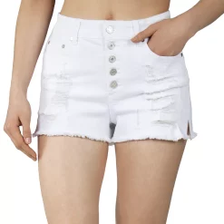 Alternative view of Juniors' Indigo Rein Super High-Rise Button Shorts