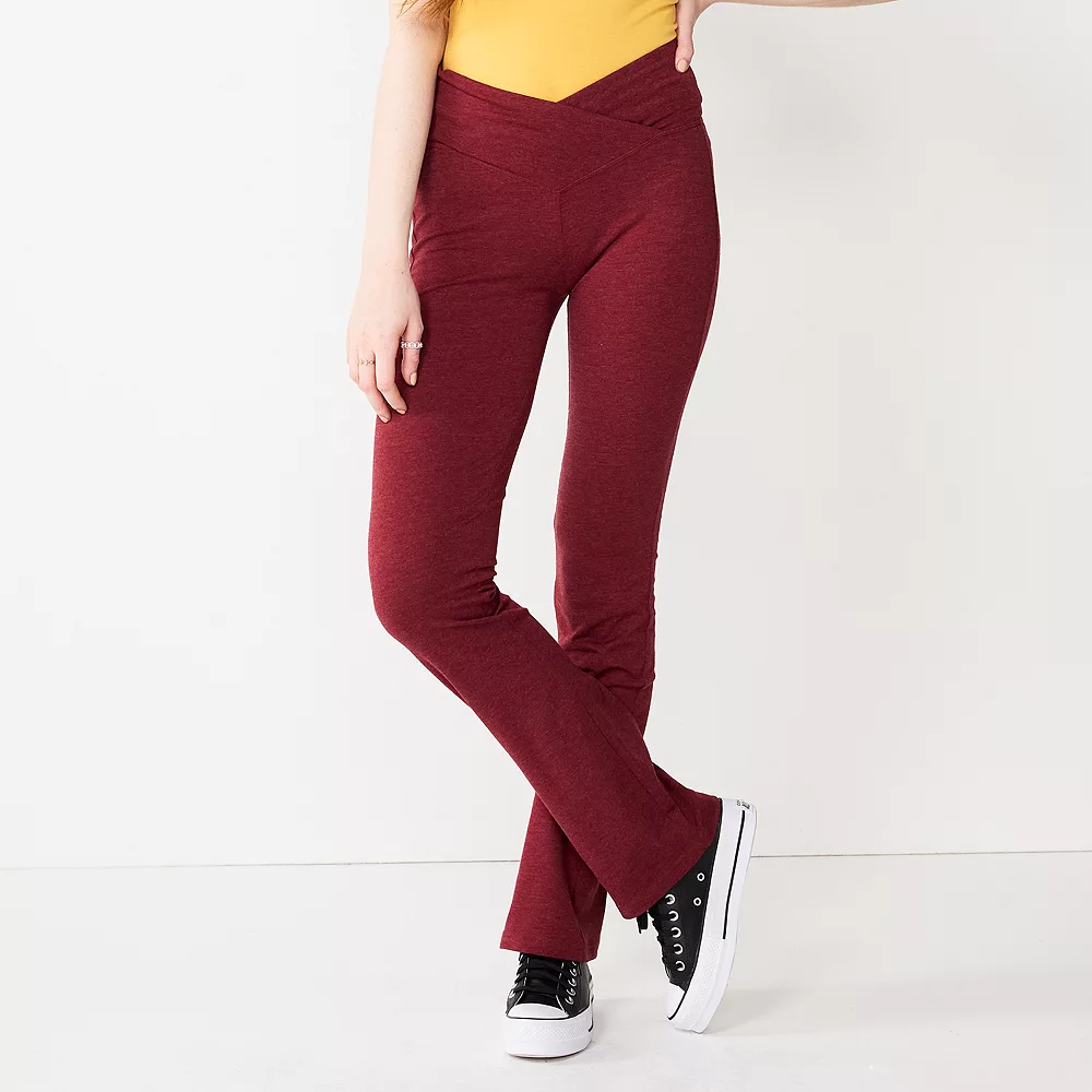 Juniors' SO® Crossover Waistband Flare Legging 1 Juniors' SO® Crossover Waistband Flare Legging