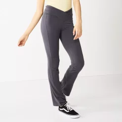 Juniors' SO® Crossover Waistband Flare Legging 14 Juniors' SO® Crossover Waistband Flare Legging -Cuddl Duds SHOP 5501563 Forged Iron