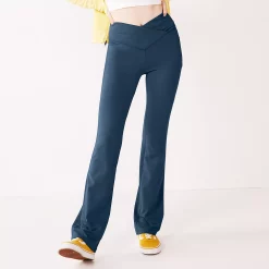 Juniors' SO® Crossover Waistband Flare Legging 18 Juniors' SO® Crossover Waistband Flare Legging -Cuddl Duds SHOP 5501563 Moonwalk Navy