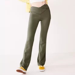 Juniors' SO® Crossover Waistband Flare Legging 20 Juniors' SO® Crossover Waistband Flare Legging -Cuddl Duds SHOP 5501563 Olive Forest