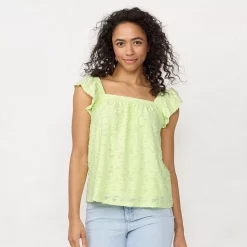 Women's LC Lauren Conrad Ruffled Sleeve Cross-Back Top -Cuddl Duds SHOP 5512777 Illusion Green